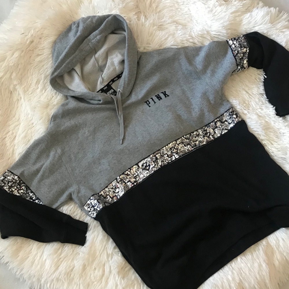 PINK Two-Tone Sequined Pullover